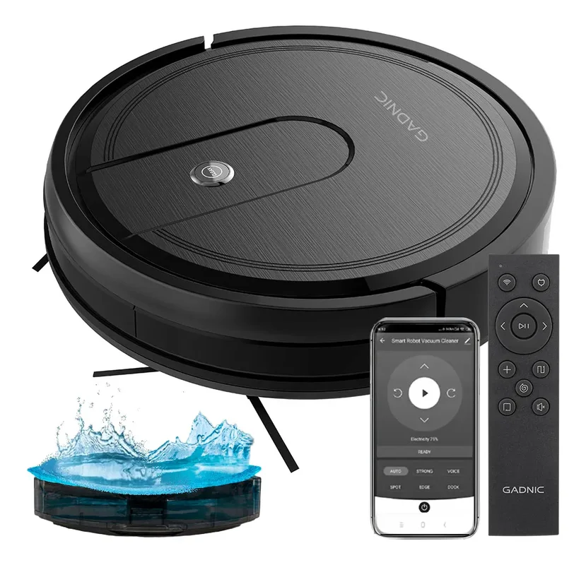 Aspiradora Robot Gadnic 5 Modos Limpieza Trapeo Inteligente Depósito de Agua Polvo Control App Conexion Inalambrica Sensores Anti‐Colisión Anticaída - Stock disponible - Electrodomésticos