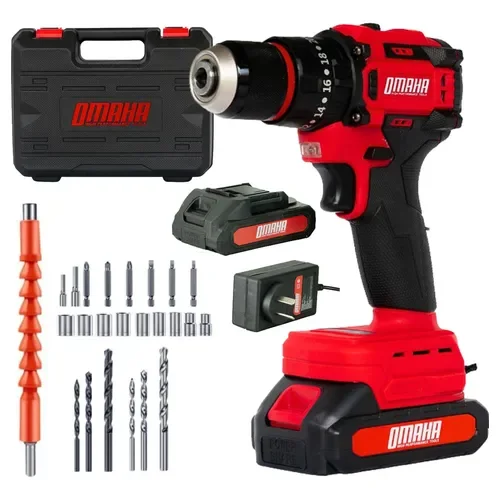 Taladro Atornillador Percutor Omaha 20V Inalámbrico 2 Baterías y Maletín - Stock disponible