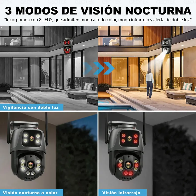 📸 Kit 2 Cámaras de Seguridad Geotek 6MP IP Wi‑Fi Domo Doble Lente - Electrónica