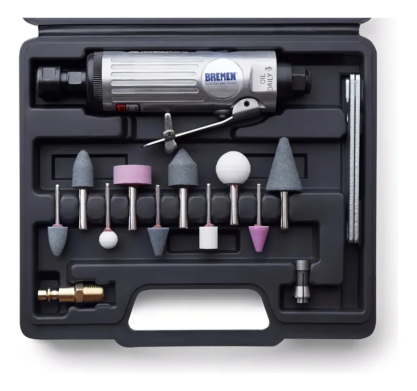 Amoladora Recta Neumatica Bremen® Kit 16 Pz Matriceria Torno - Stock disponible - Herramientas