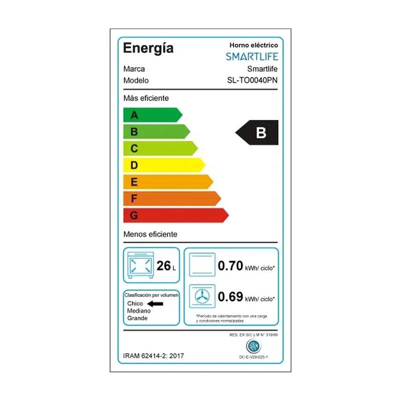 Horno Electrico Smartlife Conveccion 40L 1600W 5 Funciones - Stock disponible - Electrodomésticos