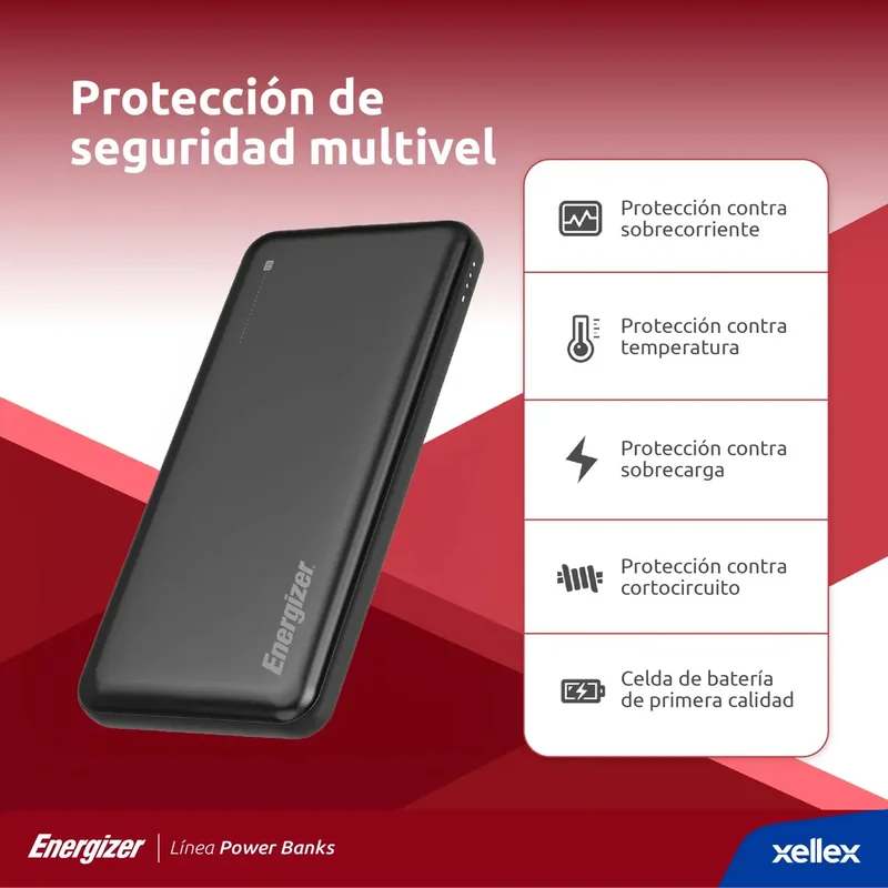 Usb Power Bank Energizer Max Cargador Portatil Powerbank 20000mah Visor Led Negro - Stock disponible - Electrónica