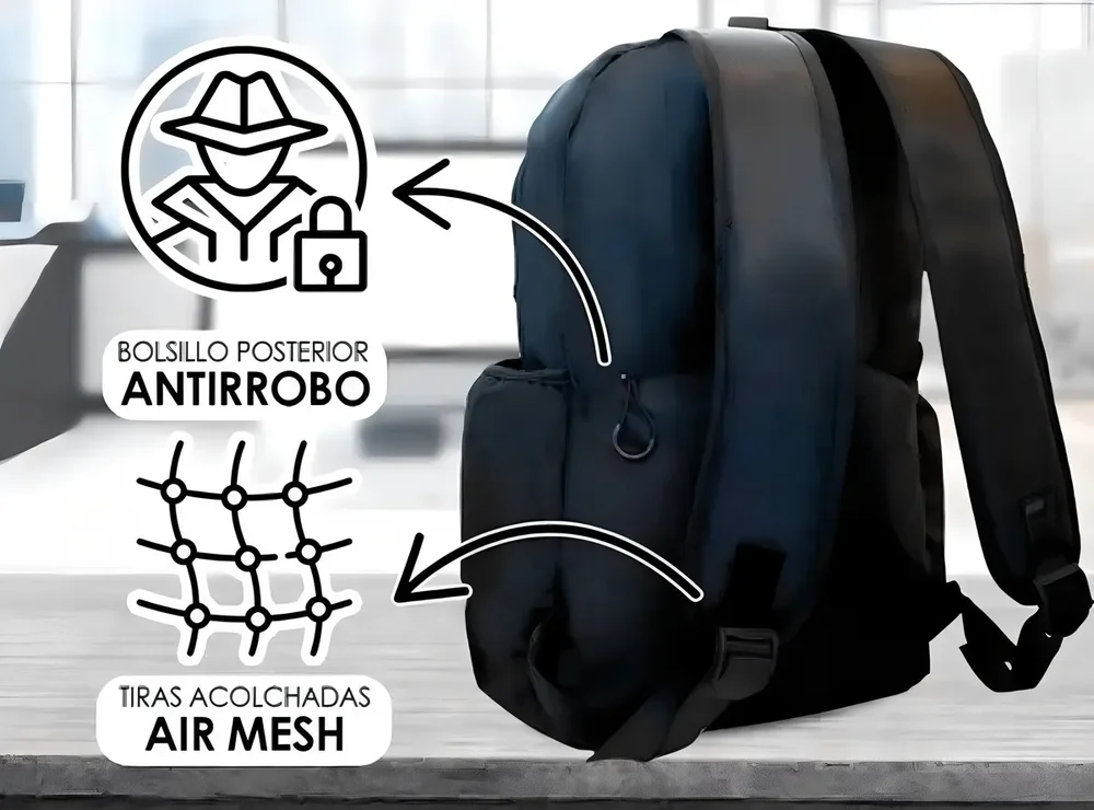 Mochilas Urbana Para Secundario Universidad Adolescentes Color Gris Diseño de la tela Liso - Stock disponible - Equipajes y Bolsos