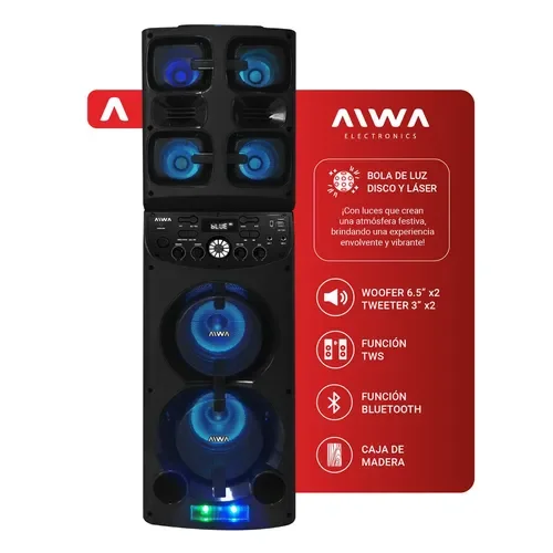 Parlante Bluetooth Aiwa Bola De Luz Y Efectos 13000 Pmpo Tws - Stock disponible