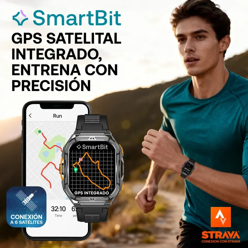 Reloj Inteligente Hombre Gps Integrado Satelital Smartbit Armor Smartwatch Sumergible 50 Metros +170 Deportes Llamadas Mensajes Acero Inoxidable Super Amoled 15 Dias De Bateria Malla Extra - Stock disponible - Deportes y Entretenimiento