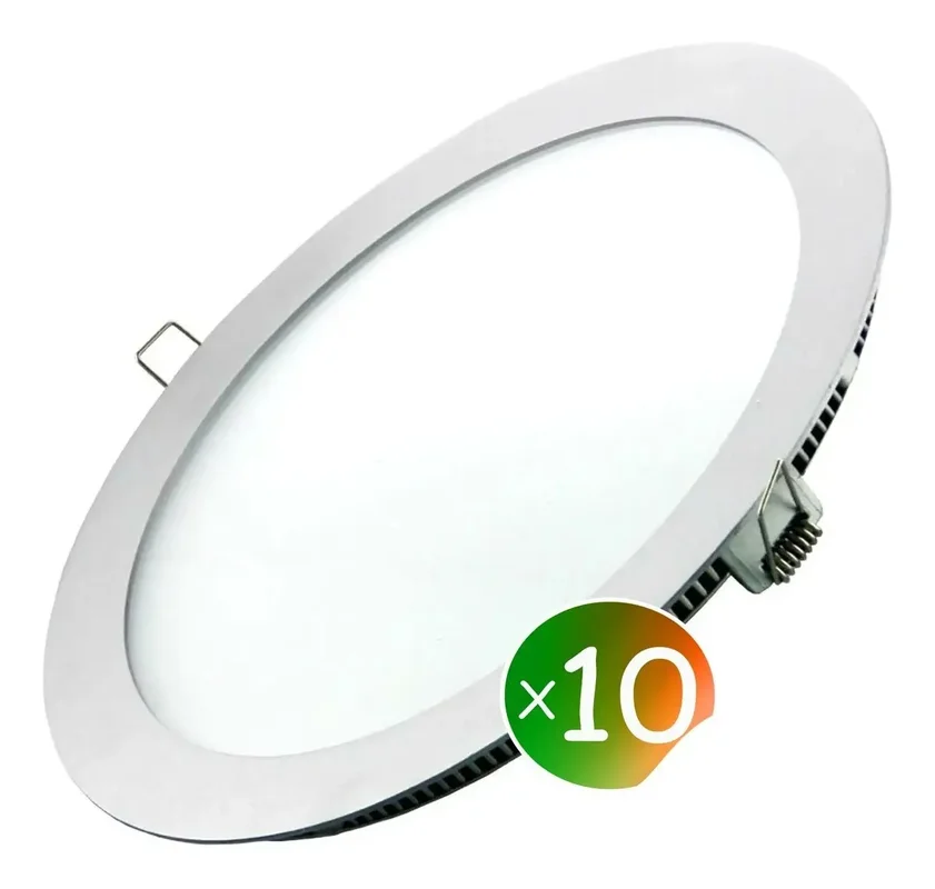 Pack 10 Panel Led 18w Embutir Redondo Luz Calida Fria Otros - Stock disponible - Casa y Jardín
