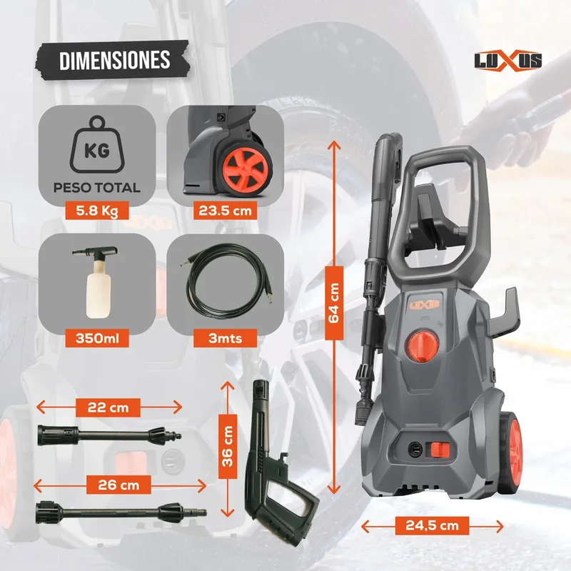 Hidrolavadora Luxus 1400w Mg309 Alta Presion Autostop Color Negro Frecuencia 50 - Stock disponible - Artículos de Limpieza