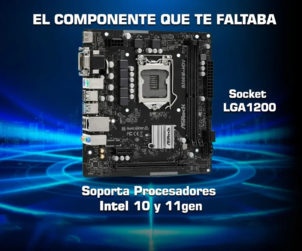 Placa Madre Asrock B560M-HDV Socket LGA1200 DDR4 PCIe 4.0 Intel - Stock disponible - Electrónica
