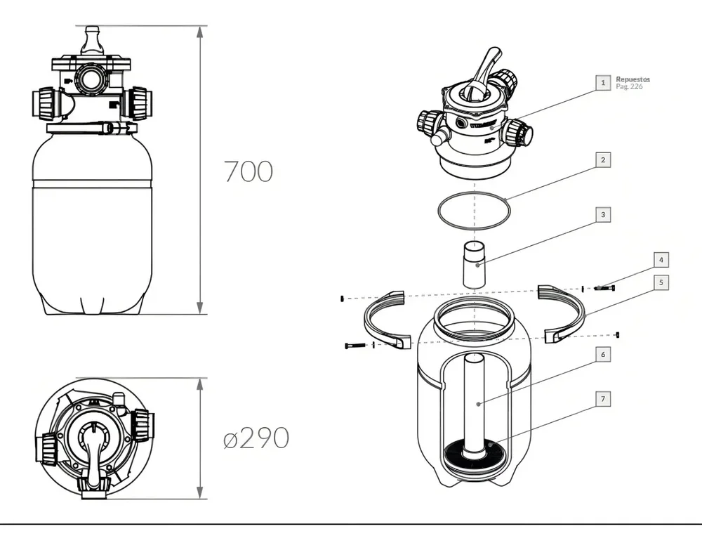 Vulcano VC-10 filtro de arena para pileta de 6 vías 20.000l - Stock disponible - Productos para Mascotas