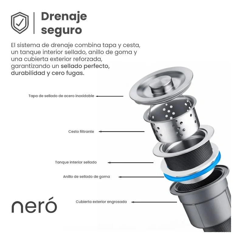 Griferia Bacha Pileta Cocina Simple Rectangular Grifería Monocomando Color Gris Oasis-7545 Neró - Stock disponible - Casa y Jardín