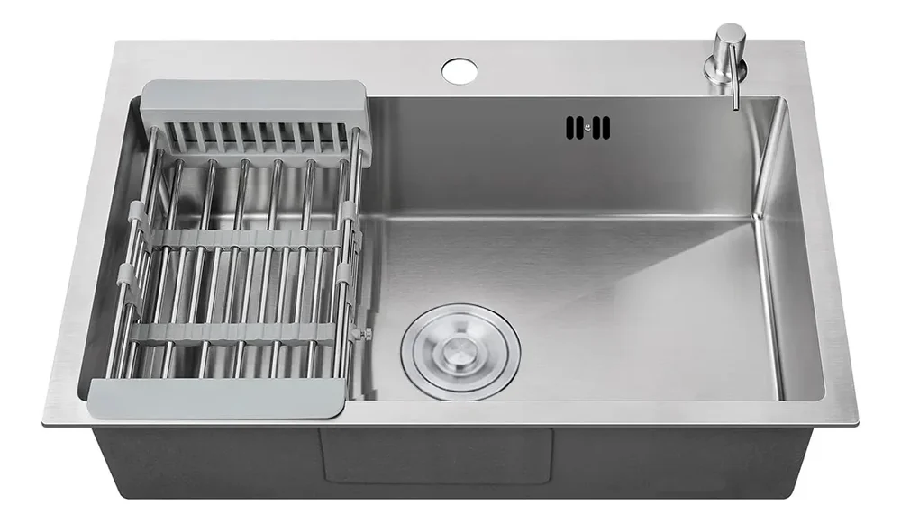 Bacha De Cocina Pileta 60cms Premium Acero Inoxidable 304 Semimate + Escurridor y dispenser - Stock disponible - Casa y Jardín