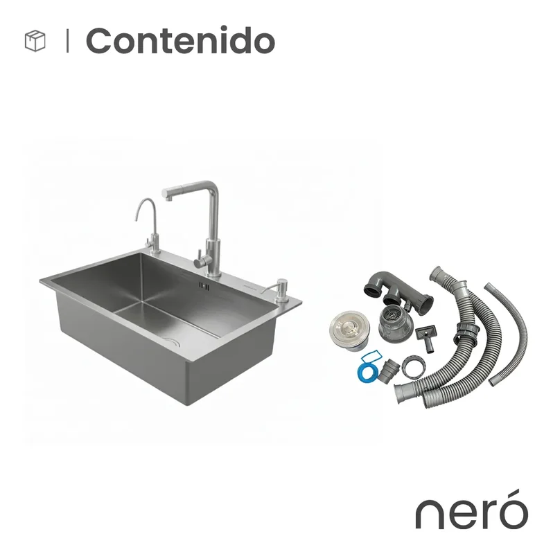 Griferia Bacha Pileta Cocina Simple Rectangular Grifería Monocomando Color Gris Oasis-7545 Neró - Stock disponible - Casa y Jardín