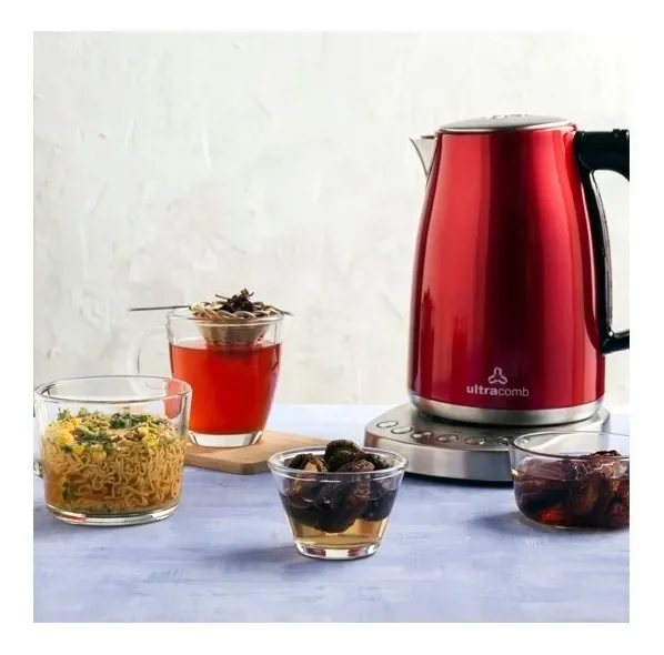 Pava Eléctrica Digital Ultracomb Pe-4911 2200w 1,l Base 360º Color Bordó - Stock disponible - Electrodomésticos