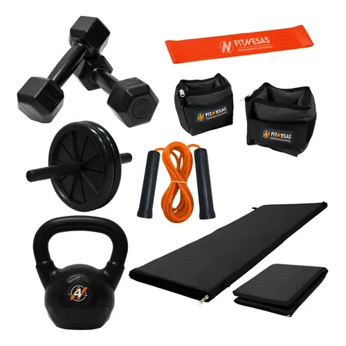 Kit Entrenamiento Colcho Pesas Rueda Banda Soga Tobilleras - Stock disponible - Electrónica