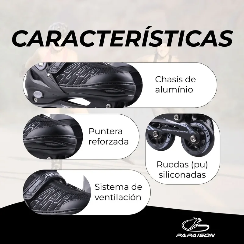 Rollers Profesionales Aluminio Extensible Ruedas Siliconadas Mod: 301 - Stock disponible - Deportes y Entretenimiento