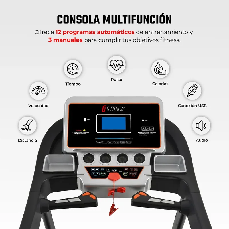 Cinta de correr eléctrica plegable G-Fitness S900 2HP 16 km/h inclinación automática - Stock disponible - Productos para Mascotas