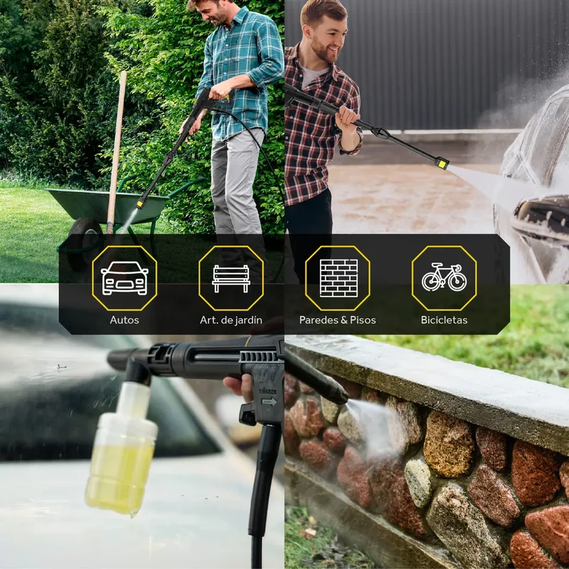 Hidrolavadora Electrica Trent HLT307 1400W Alta presion 1600 Psi 110 Bar con Accesorios - Stock disponible - Construcción