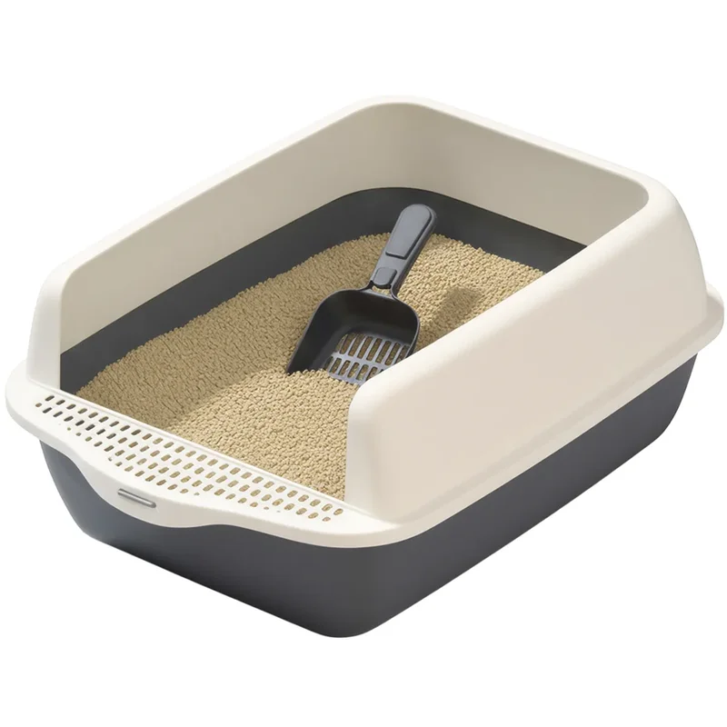 Caja Sanitaria Litera Gato Semi Cerrada Raitot Gris Anti Salpicaduras Arenal Higiénico