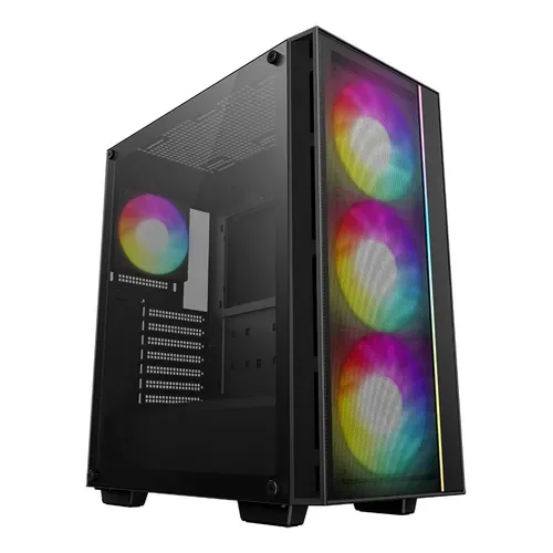 Gabinete Mid Tower Gamer Deepcool Matrexx 55 Mesh V4 ATX ARGB Negro 3 Coolers 140mm PWM ARGB + 1 Cooler 120mm PWM - Stock disponible - Electrónica