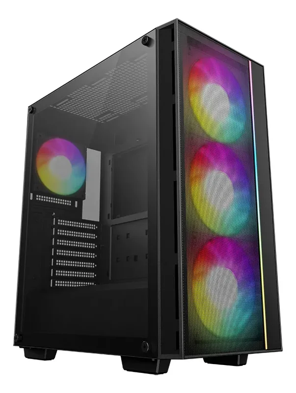 Gabinete Mid Tower Gamer Deepcool Matrexx 55 Mesh V4 ATX ARGB Negro 3 Coolers 140mm PWM ARGB + 1 Cooler 120mm PWM - Stock disponible - Electrónica