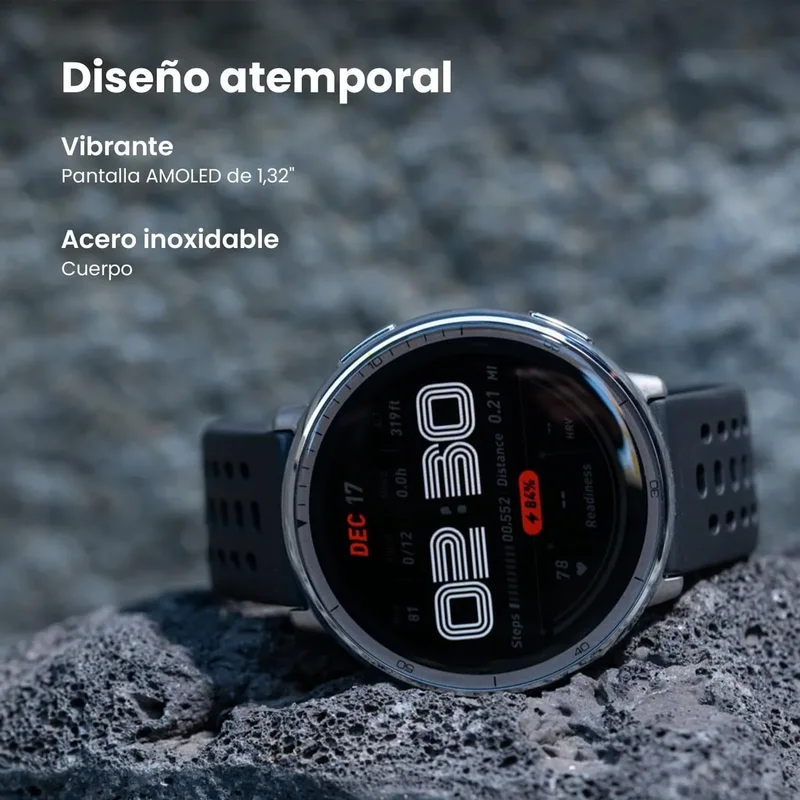 Smartwatch Amazfit Active 2 Pantalla Amoled Gps Acero Inox Caja Negro Malla Negro Bisel Plateado Diseño de la malla Silicona A2437 - Stock disponible - Electrónica