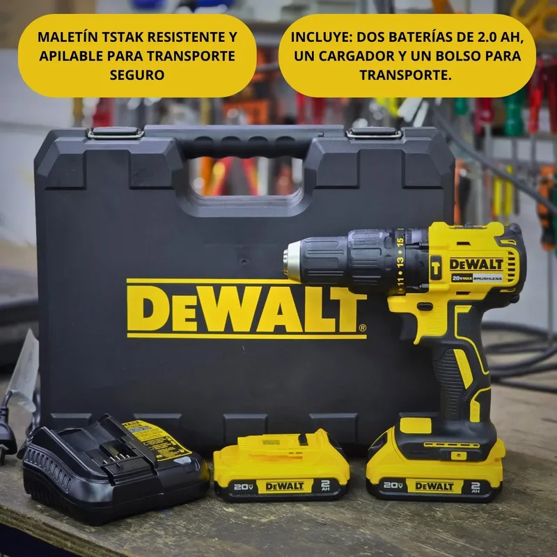 Bateria Taladro Atornillador Dewalt Dcd7781d2 + Cargador + 2 Bat 2a Color Amarillo Frecuencia 50hz - Stock disponible - Herramientas