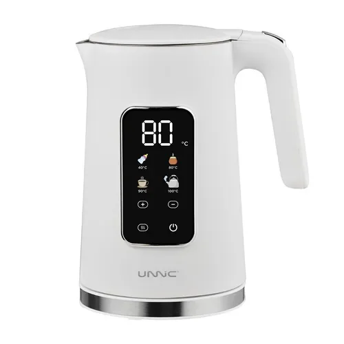 Pava Eléctrica Unnic Pantalla Digital Táctil Acero Inoxidable 1.7 L Temperatura Prestablecidas Ideal Para Mate Café Te Color Blanco - Stock disponible