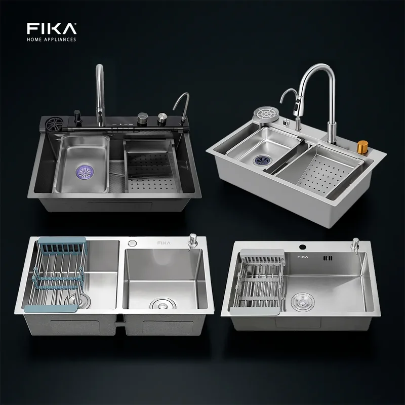 Bacha De Cocina Moderna Fika Inteligente Smart Multifunción Digital Led 75x45x22cm Plateada - Stock disponible - Casa y Jardín