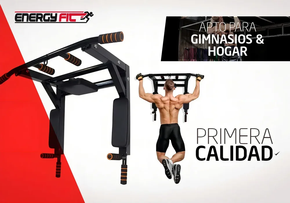 Barra Dominadas Pared Desmontable 300kg Reforzada Energy Fit Acero - Stock disponible - Deportes y Entretenimiento