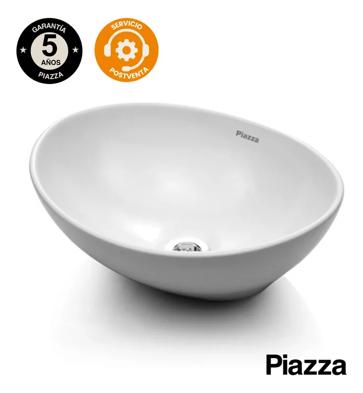 Bacha de Apoyo Piazza A082 - 410 x 330 x 145mm - Lavamanos Ovalada de Porcelana - Stock disponible - Casa y Jardín