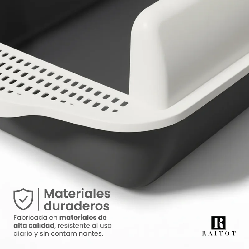 Caja Sanitaria Litera Gato Semi Cerrada Raitot Gris Anti Salpicaduras Arenal Higiénico - Mascotas