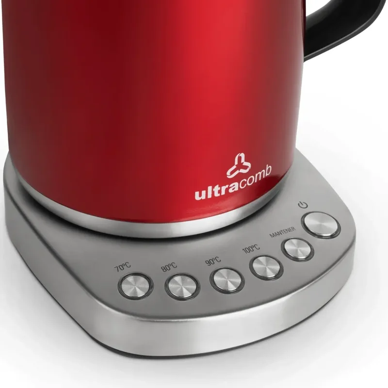 Pava Eléctrica Digital Ultracomb Pe-4911 2200w 1,l Base 360º Color Bordó - Stock disponible - Electrodomésticos