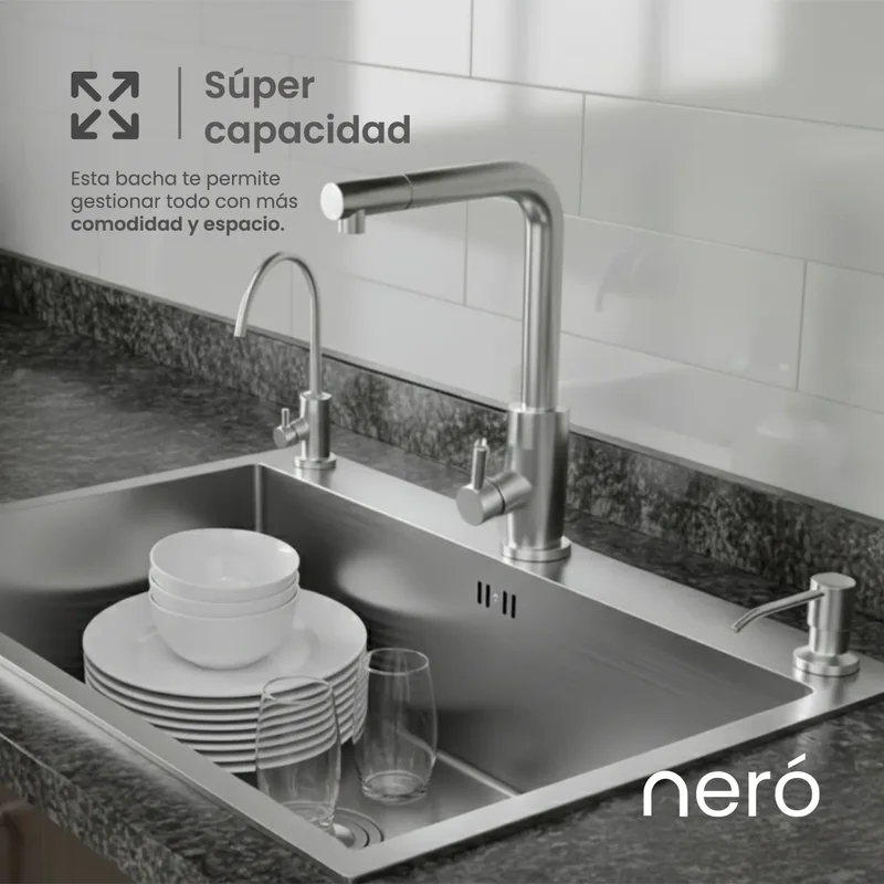 Griferia Bacha Pileta Cocina Simple Rectangular Grifería Monocomando Color Gris Oasis-7545 Neró - Stock disponible - Casa y Jardín