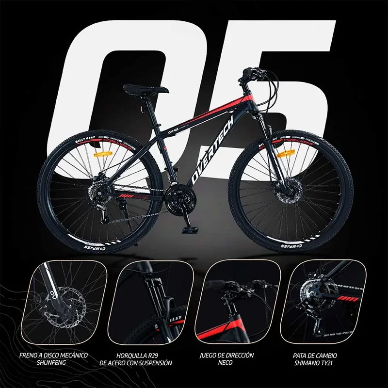 Bicicleta Mtb Overtech R29 Q5 21v Freno A Disco Shimano 12x - Stock disponible - Deportes y Entretenimiento