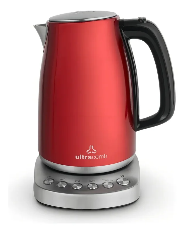 Pava Eléctrica Digital Ultracomb Pe-4911 2200w 1,l Base 360º Color Bordó - Stock disponible - Electrodomésticos