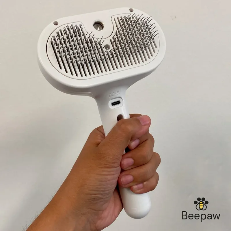 Cepillo Vapor Mascotas Beepaw STROCK-E Cardina Metal Premium Blanco Quita Pelos con Spray - Mascotas