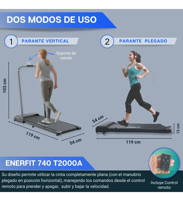 Cinta Caminadora De Caminar Correr Plana Enerfit T2000a Color Negro - Stock disponible - Deportes y Entretenimiento