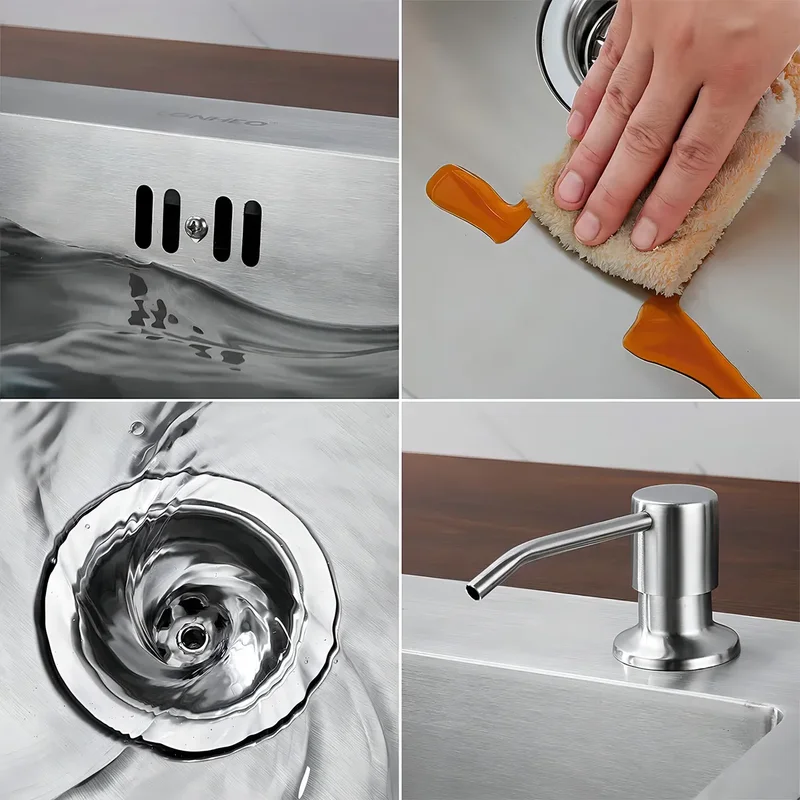 Bacha De Cocina Pileta 60cms Premium Acero Inoxidable 304 Semimate + Escurridor y dispenser - Stock disponible - Casa y Jardín