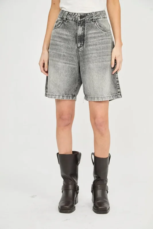Short Largo Jean Gris Rígido Mujer Avery Uniongood - Stock disponible - Ropas y Calzados