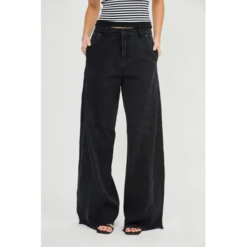 Jean Wide Leg Negro Con Recortes De Mujer Litzy Uniongood - Stock disponible - Electrónica