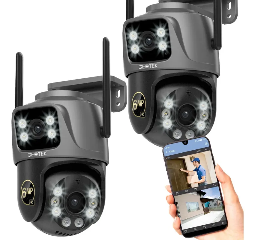📸 Kit 2 Cámaras de Seguridad Geotek 6MP IP Wi‑Fi Domo Doble Lente