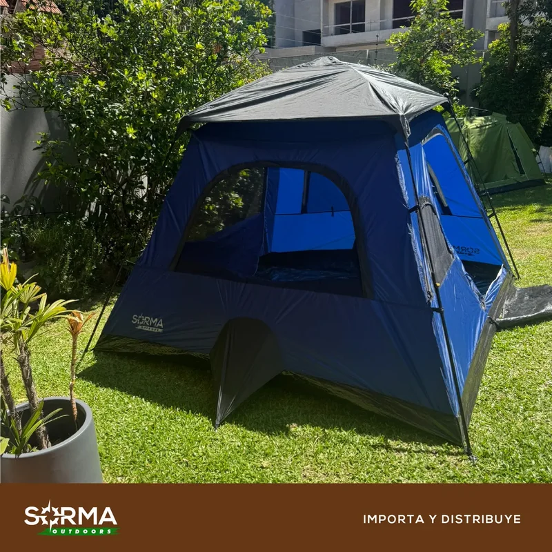 Carpa 4 Personas Armado Automátic En 5' Premium Imperm Pr Uv Color Azul - Stock disponible - Productos para Mascotas