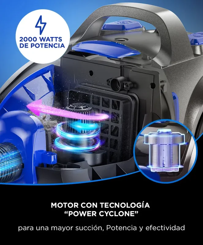 Aspiradora Ciclónica Gadnic 2000w Filtro Lavable Rebobinado Automático De Cable - Stock disponible - Electrodomésticos