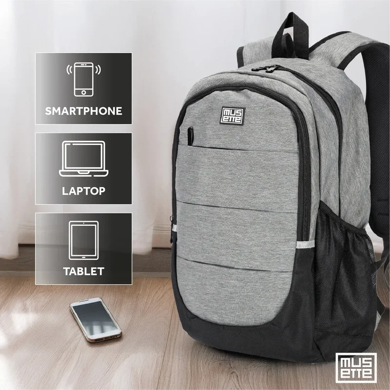 Mochila Porta Notebook 15.6 Urban Oxford Impermeable Viaje Musette Gris 20L - Stock disponible - Equipajes y Bolsos