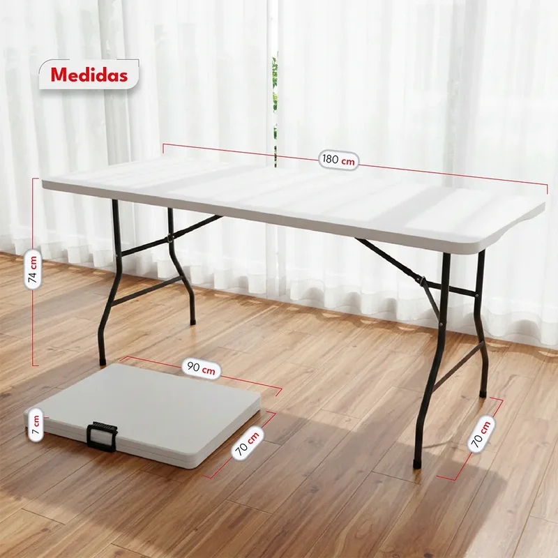 Mesa Exterior Plegable 180 Cm Polipropileno Hierro - Alpina Color Blanco - Stock disponible - Casa y Jardín