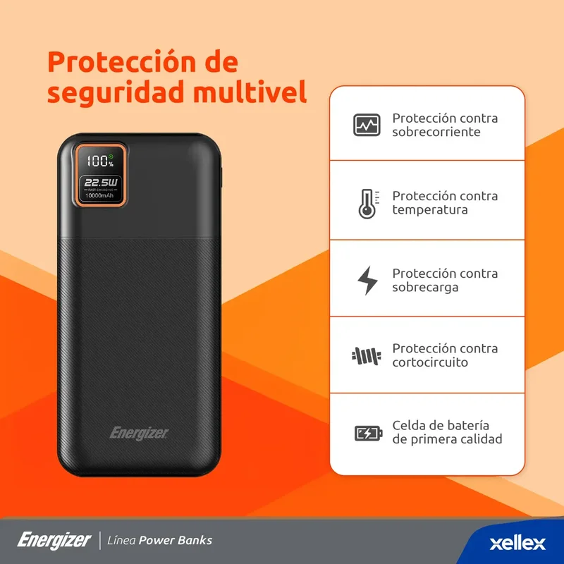 Power Bank Energizer Ultimate Cargador Portatil Powerbank 10000mah Carga Rapida 22.5W Color Negro - Stock disponible - Electrónica