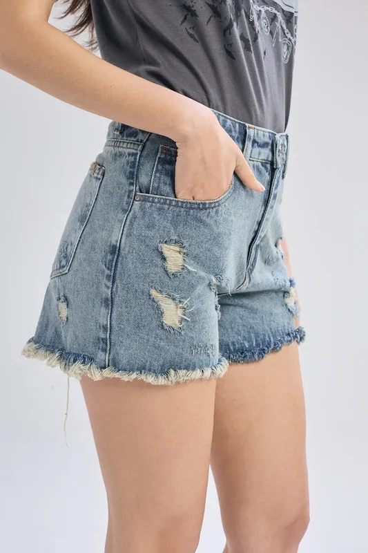 Short Denim Tiro Alto Mujer Sound Delaostia - Stock disponible - Ropas y Calzados