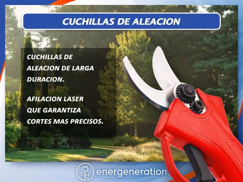 Tijera De Poda Eléctrica Bateria Energeneration Tpe-1 Ø30mm Color Rojo - Stock disponible - Electrónica