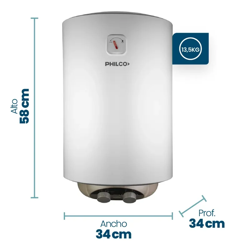 Agua Termotanque Electrico 1500w Philco Phte030b2 30lts Color Blanco - Stock disponible