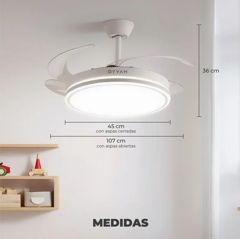 Ventilador De Techo Aspas Transparentes Reversibles Para Verano Invierno 6 Velocidades Ultra Silencioso Dyvan Luz Led Blanco - Stock disponible - Productos para Mascotas